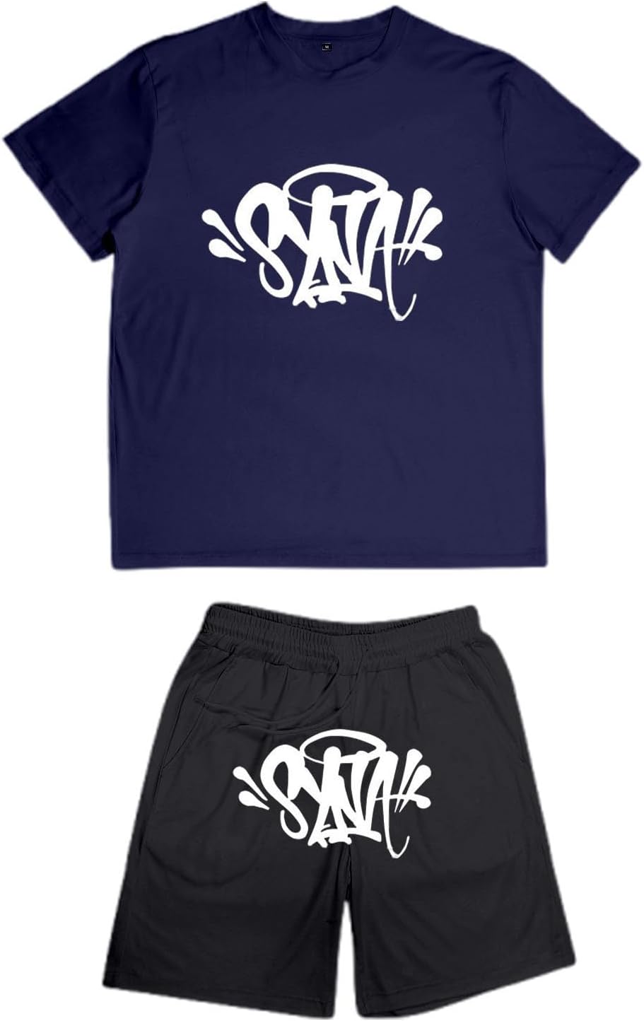 Mens Sport Sets 2 Piece Outfits Summer Casual T Shirts and Shorts Tracksuit Letter Print Athletic Track Suits for Men Gym Running Sport Sweat Activewear Lounge Set Workout Loungewear