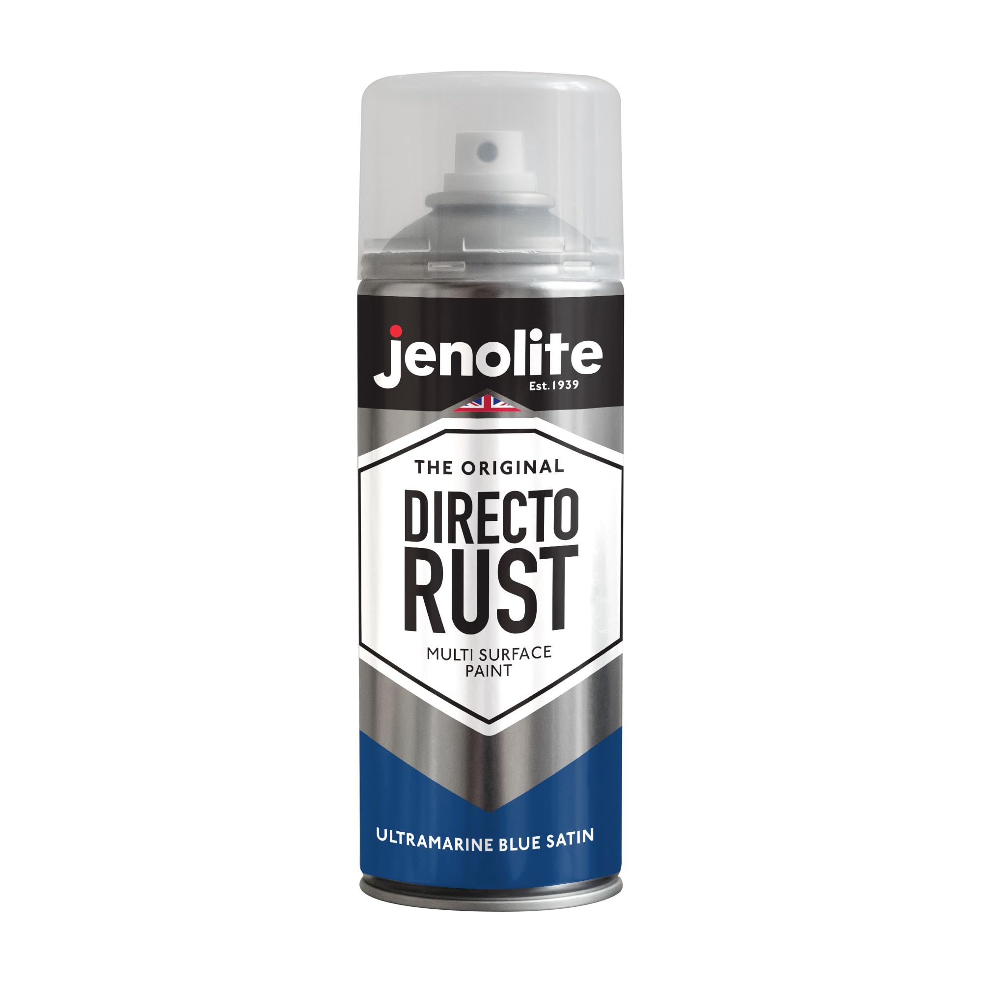 JENOLITE DIRECTORUST Pintura en aerosol satinada | AZUL ULTRAMARINO | 3x400ml | Pintura multisuperficie todo en uno: metal, madera, plástico | Aplicar directamente sobre el óxido | RAL 5002