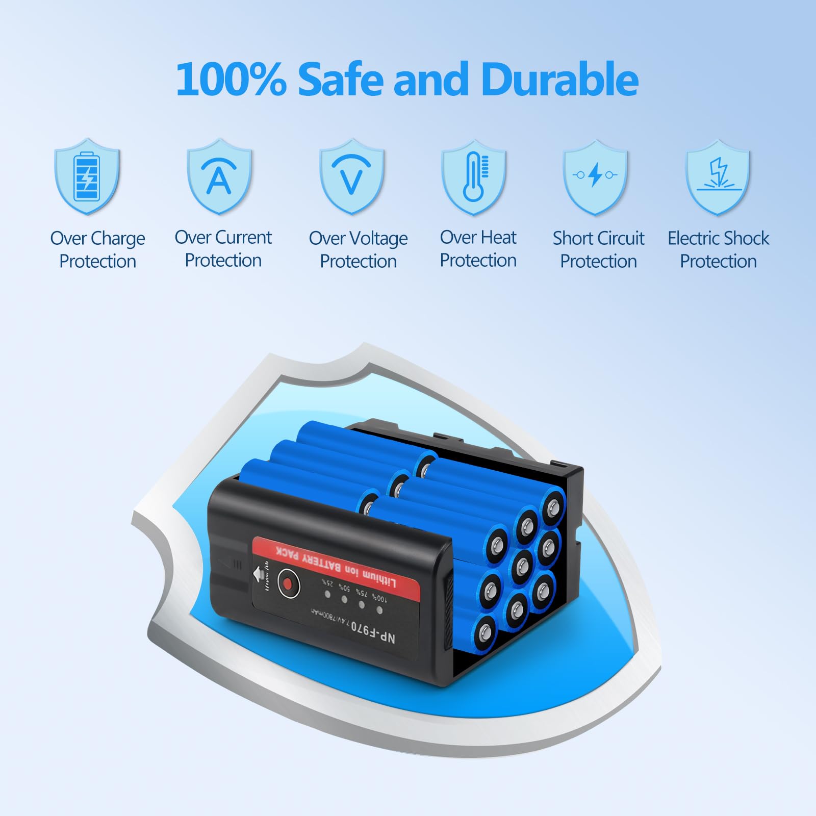 NP-F970 Batterie 2pcs NP-F960 NP-F750 NP-F930 7800mAh | 7.4V / 7800mAh Indicateur LED 1000 cycles recharge Sortie USB 5V 12M garantie + 24h support