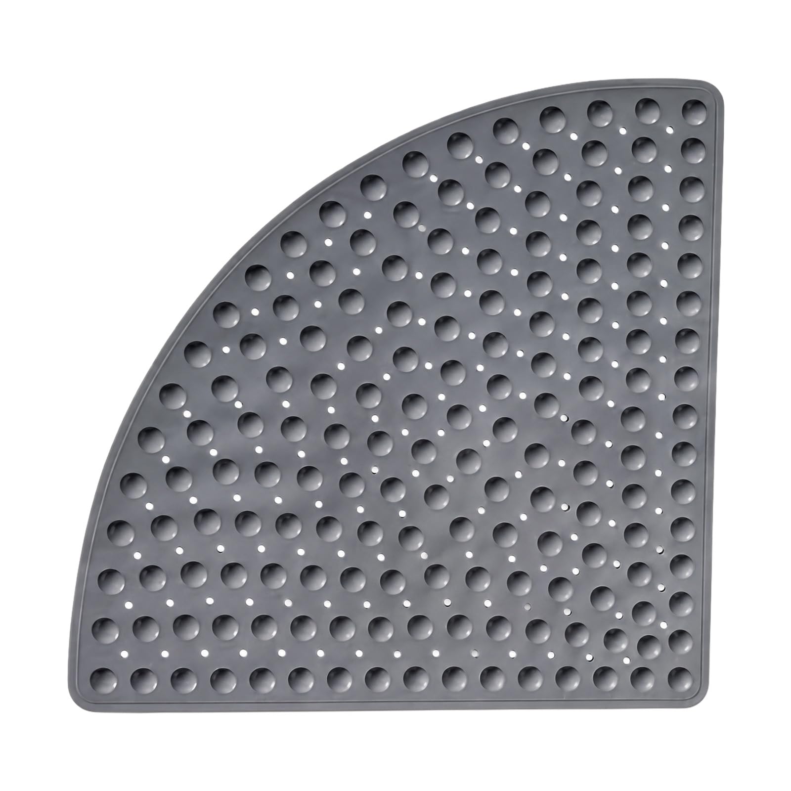 EVERGOODS 1PC Non Slip Corner Shower Mat Rubber Bath Mat Grey L