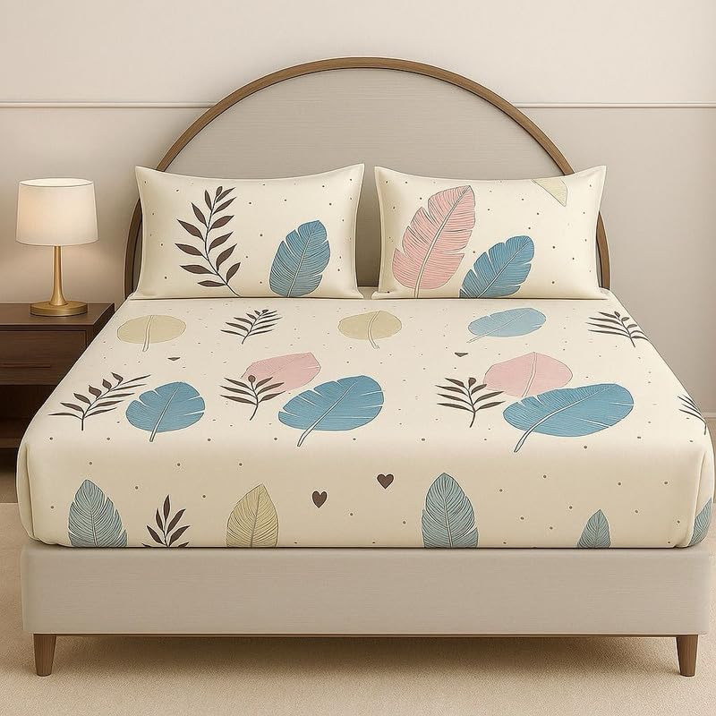 Image of Home Premium Cotton Flat Double Bedsheets with 2 Pillow Covers | Double Bed Breathable | Wrinklefree | Ultrasoft 210 tc Supersoft | 90 x 90 Inches|Texture Pink