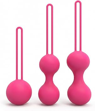 3 قطع تعيين KE-Gel Ball Weight Massager للنساء المبتدئات البيلفيك Floor Muscles Trainer Ben Wall Ball Massage Weight Exercise for Tightening Rose Red
