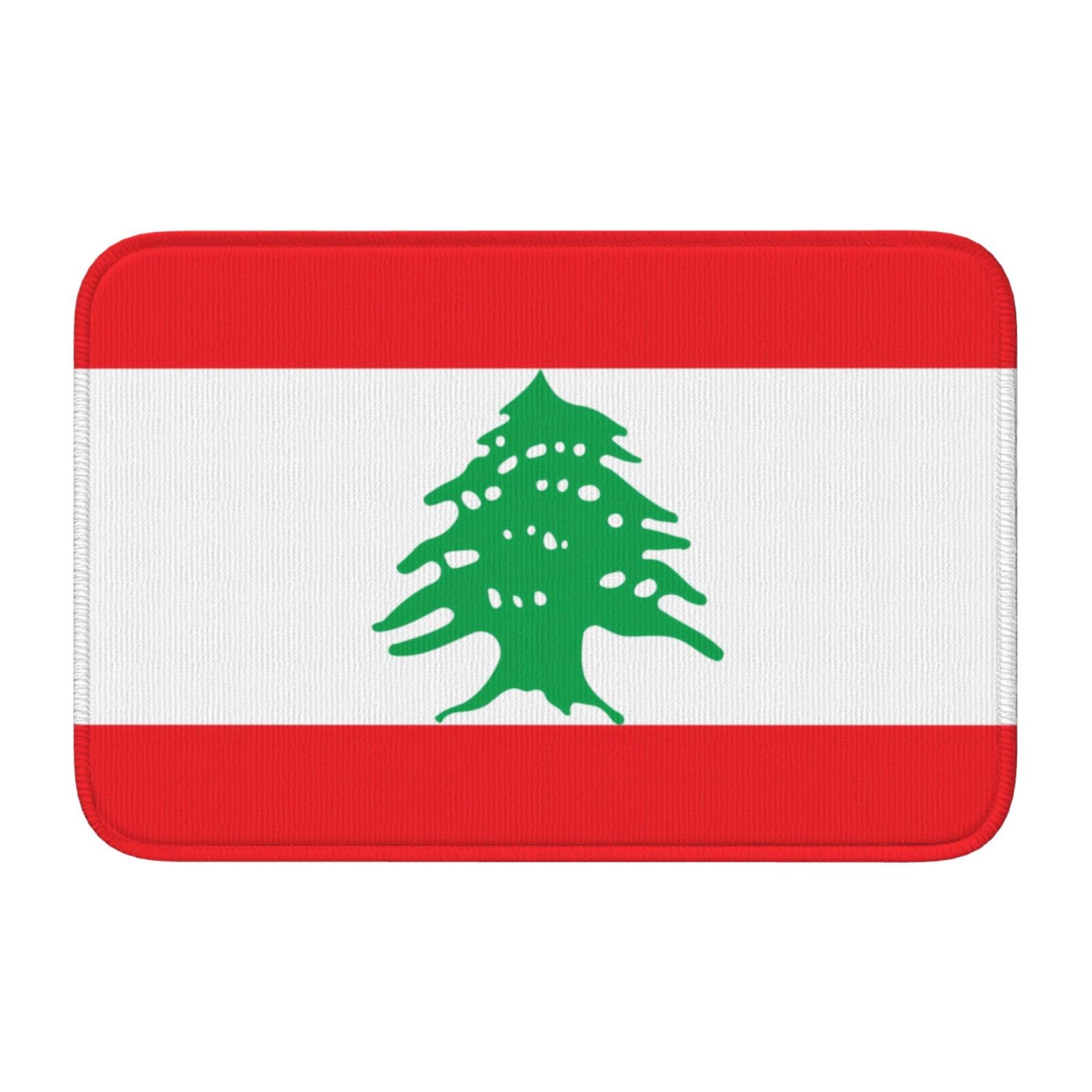 Tapis de sol drapeau du Liban antidérapant 40x60 paillasson entrée facile à laver