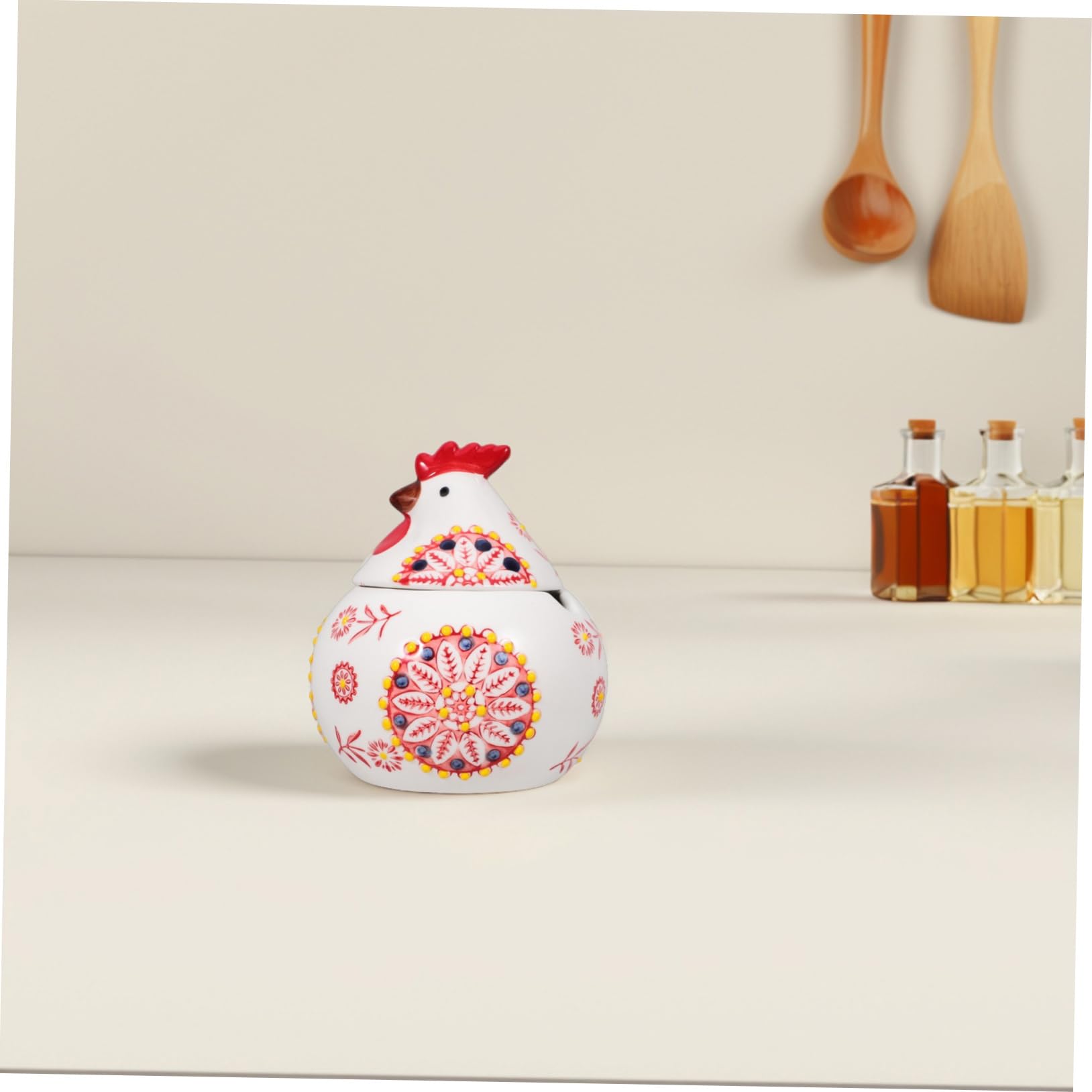 Pot À ÉPices En CéRamique Forme De Poule Avec Couvercle Pour Rangement D'Assaisonnement BoîTe À Biscuits DéCorative Pour Cuisine Snacks Et FêTes De PâQues 5.31X4.33X4.33In