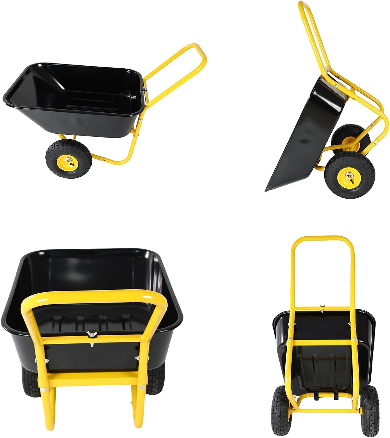 Heavy Duty Garden Cart Garden Dump Cart Utility Wagon with Wheels Heavy Duty Easy Loading Gardening Wagon for Outdoor Lawn Yard Farm Ranch, Black