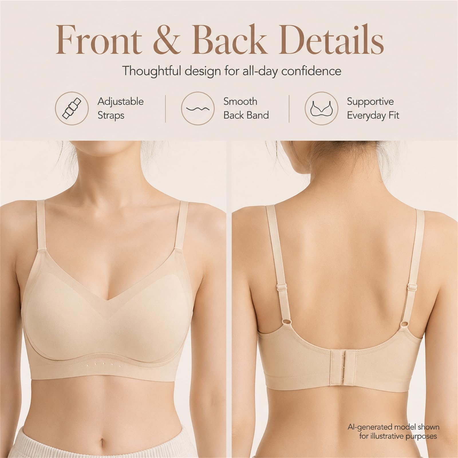 Reggiseno da donna senza ferretto senza cuciture invisibile t-shirt