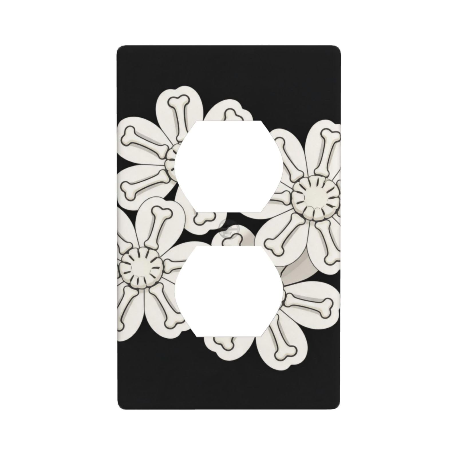 Bone Flower Decorative Switch Plate Cover-Unbreakable Polycarbonate Wall Plate for Home Office, 1 Gang with Screws