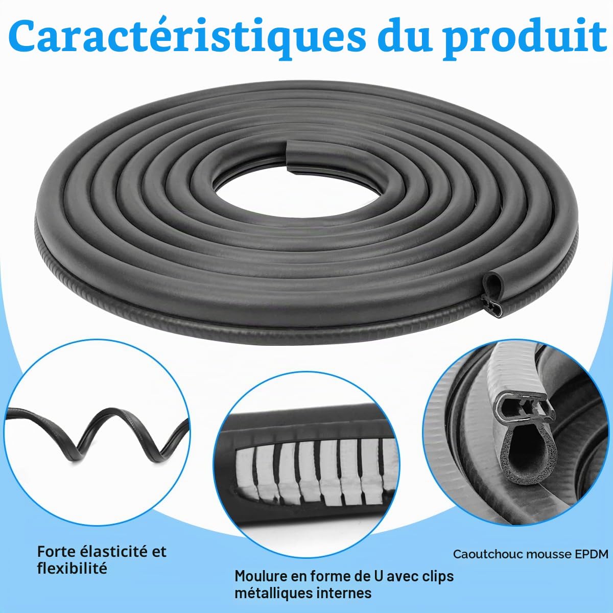 Joint de porte de voiture - En caoutchouc - Protection contre les intempéries - Pour voitures, bateaux, camping-cars, camions et applications domestiques (6m)