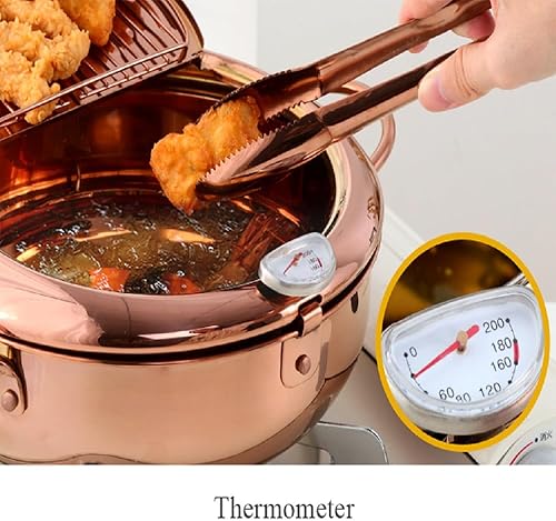 Miniatura 2 de Olla de acero inoxidable 304, olla tempura de 3.2L2.8 cuartos de galón con tapa de termómetro y escurridor de aceite, olla japonesa para cocina,