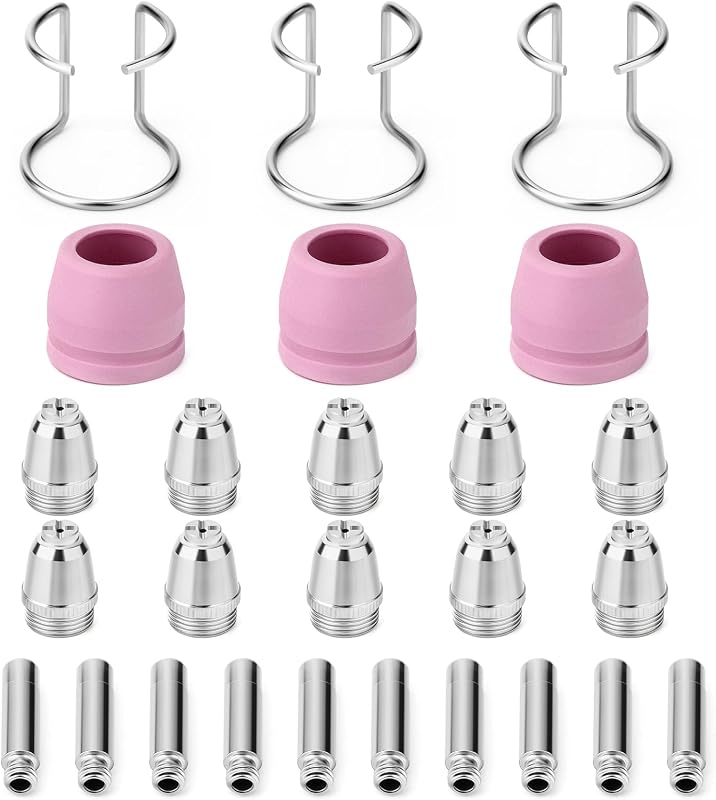 MEANLIN MEASURE 26Pcs AG-60 Plasma Cutter Torch Consumables Kit with 040'' Copper Nozzle Electrode Ceramic Cups For Pilot Arc Plasma Cutting Machine AG60 WSD60 AG60P BTC500DP BTC650DP