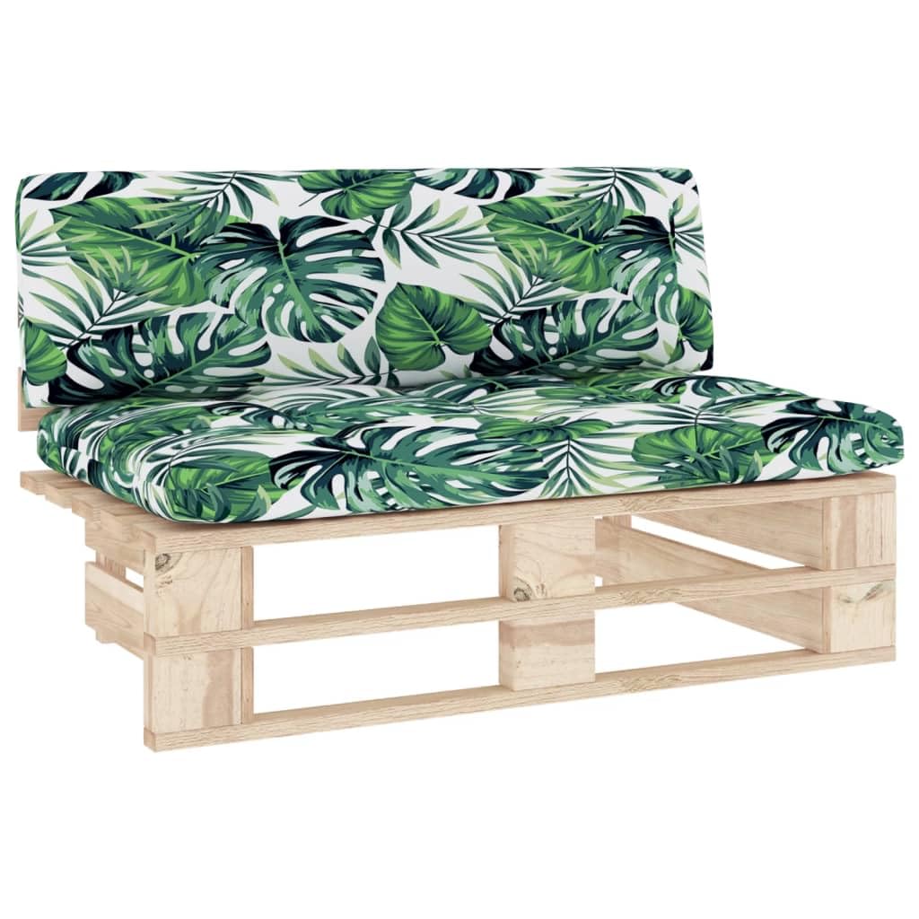 Canapé central en palettes bois de pin imprégné modulable avec coussin