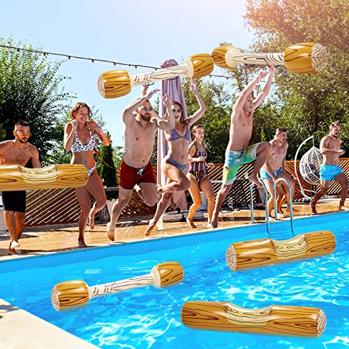 Junkin 12 Pcs Inflatable Raft Log Pool Raft Pool Games For Adults Teens, Inflatable Pool Floats Pool Toys For Family Fighting Toys Party Favors Water Sports Lake Swimming Joust Game #TOP4