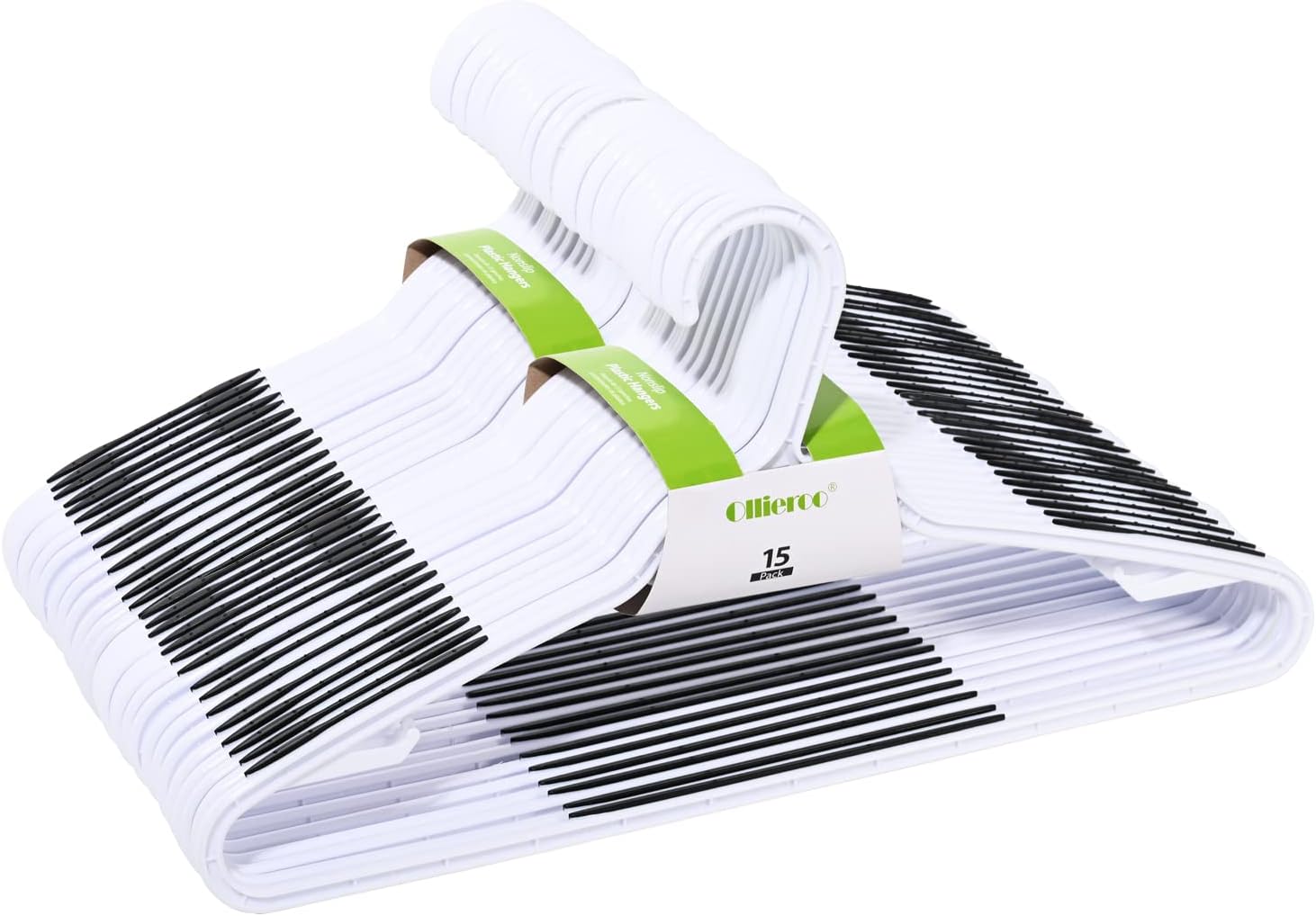 Plastic Clothes Hangers 30 Pack, Hangers with Grip Black