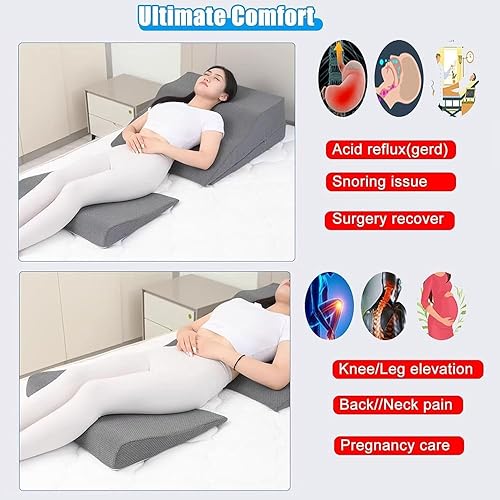 Miniatura 3 de Juego de 3 almohadas de cuña ajustables para cama  Inclinación de 30 para aliviar el dolor de espalda, anti-ronquidos y soporte de reflujo ácido