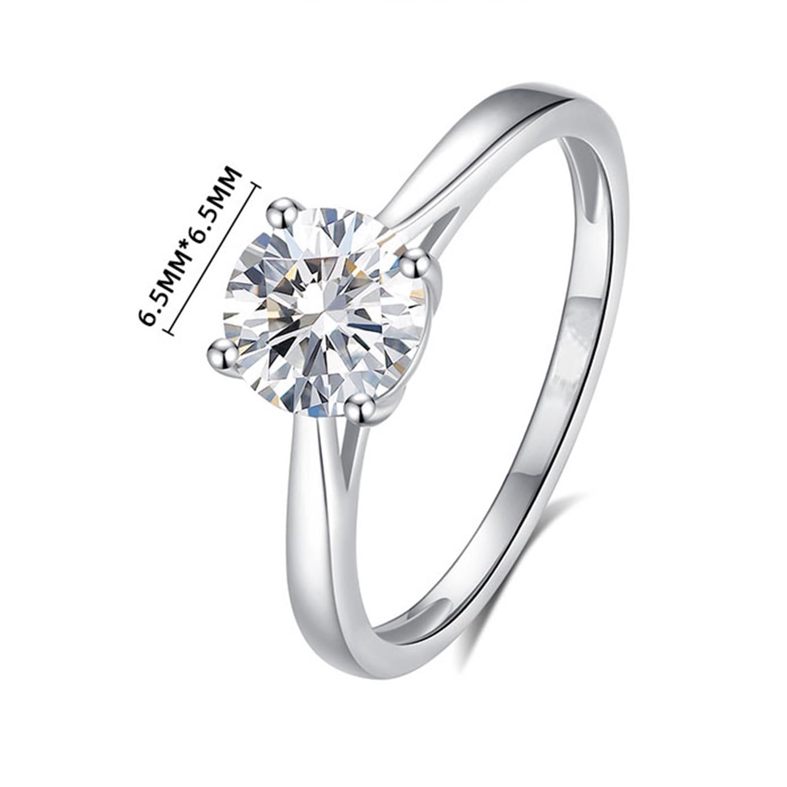 Anillos de compromiso de moissanita para mujer, oro blanco de 9 quilates, 14 quilates, 18 quilates, platino PT950 pulido, elegante anillo solitario con 4 garras, moissanita redonda, 1 quilate
