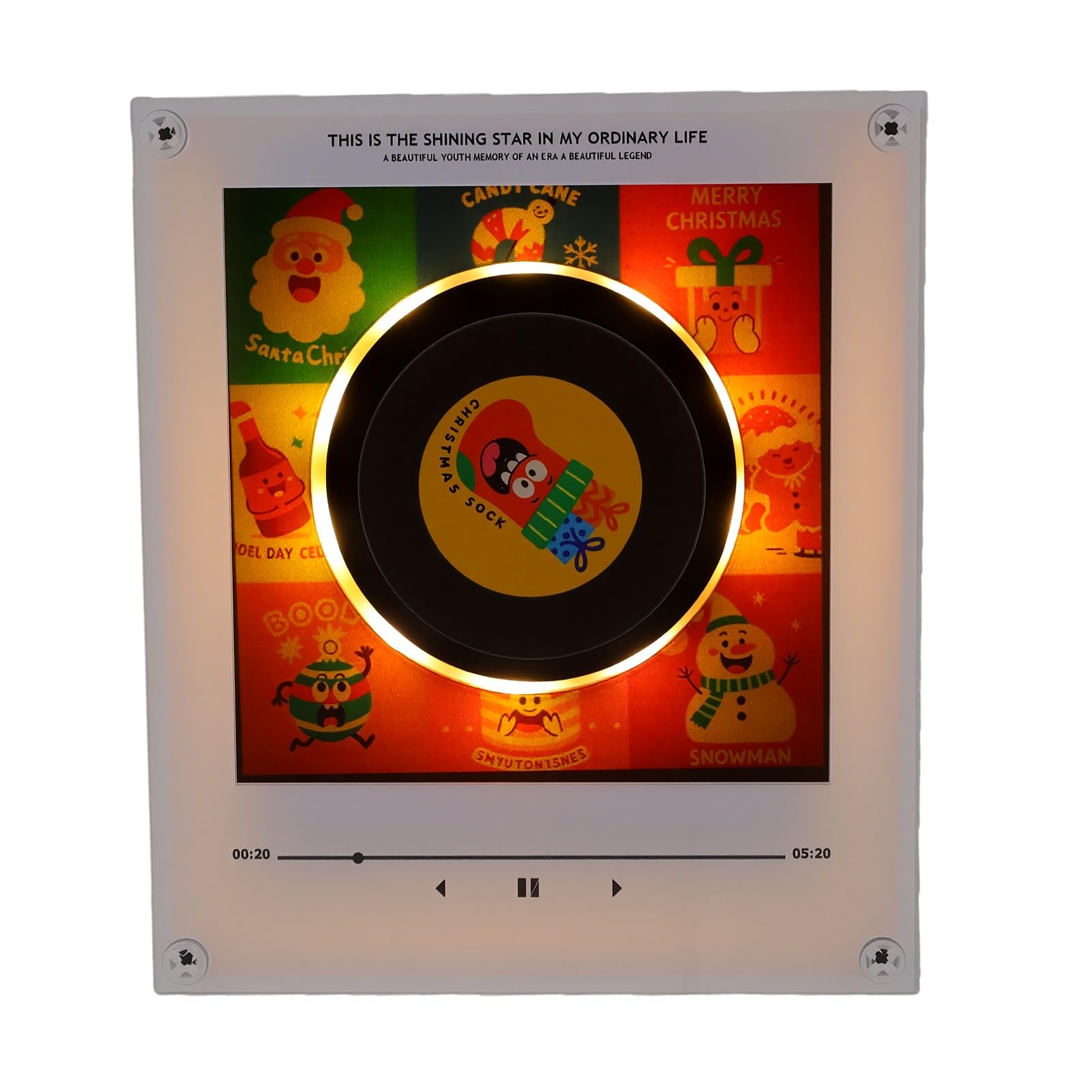 Sxhlseller Lettore Musicale NFC di Natale con 9 Dischi e Luce LED