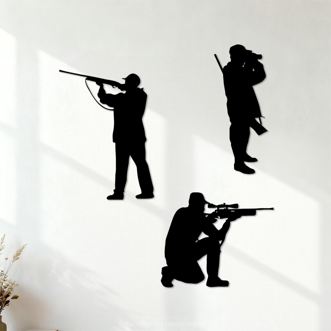 Vinyl Wall Decals Hunter Suit Sports Hunting Outdoor Life Men's Cave 54.6x61.9cm Multiple Size Options Black