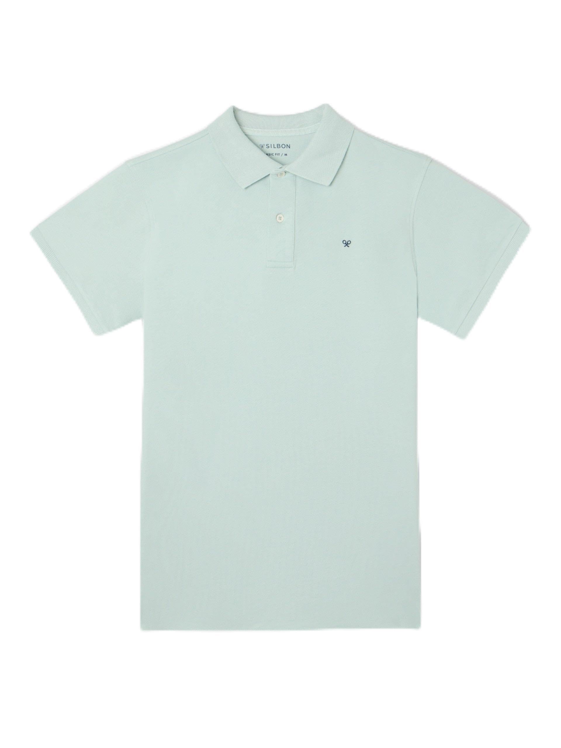 SILBON Classic Plain Polo Shirt, Light Blue, L-4XL
