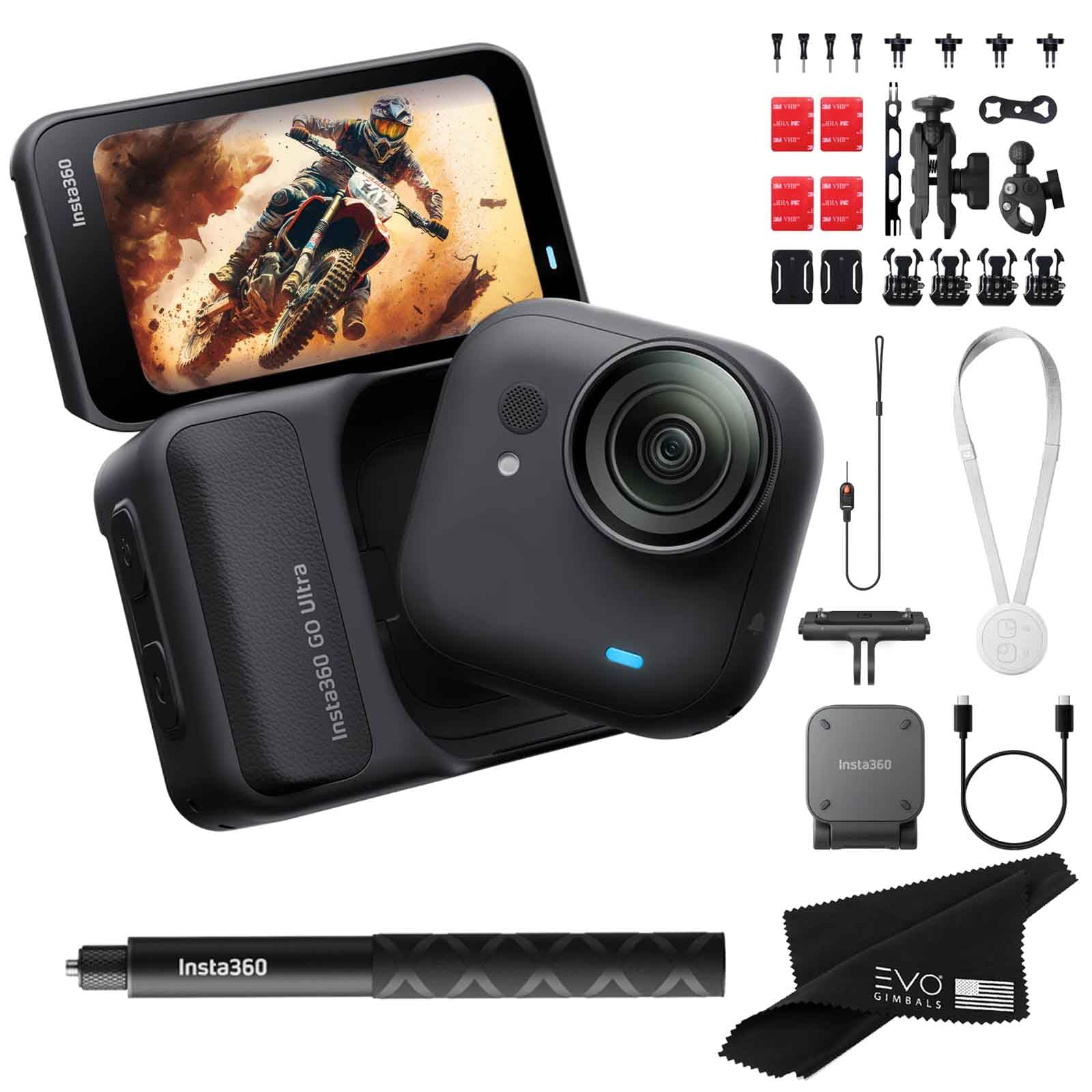 Insta360 GO Ultra Standard Black Motorcycle Bundle- Tiny Mighty Hands-Free 4K Cam, Lightweight, Low Light Excellence, Mount Anywhere| Bundle Includes Selfie Stick, Quick Release Mount, Moto Bundle-image-12