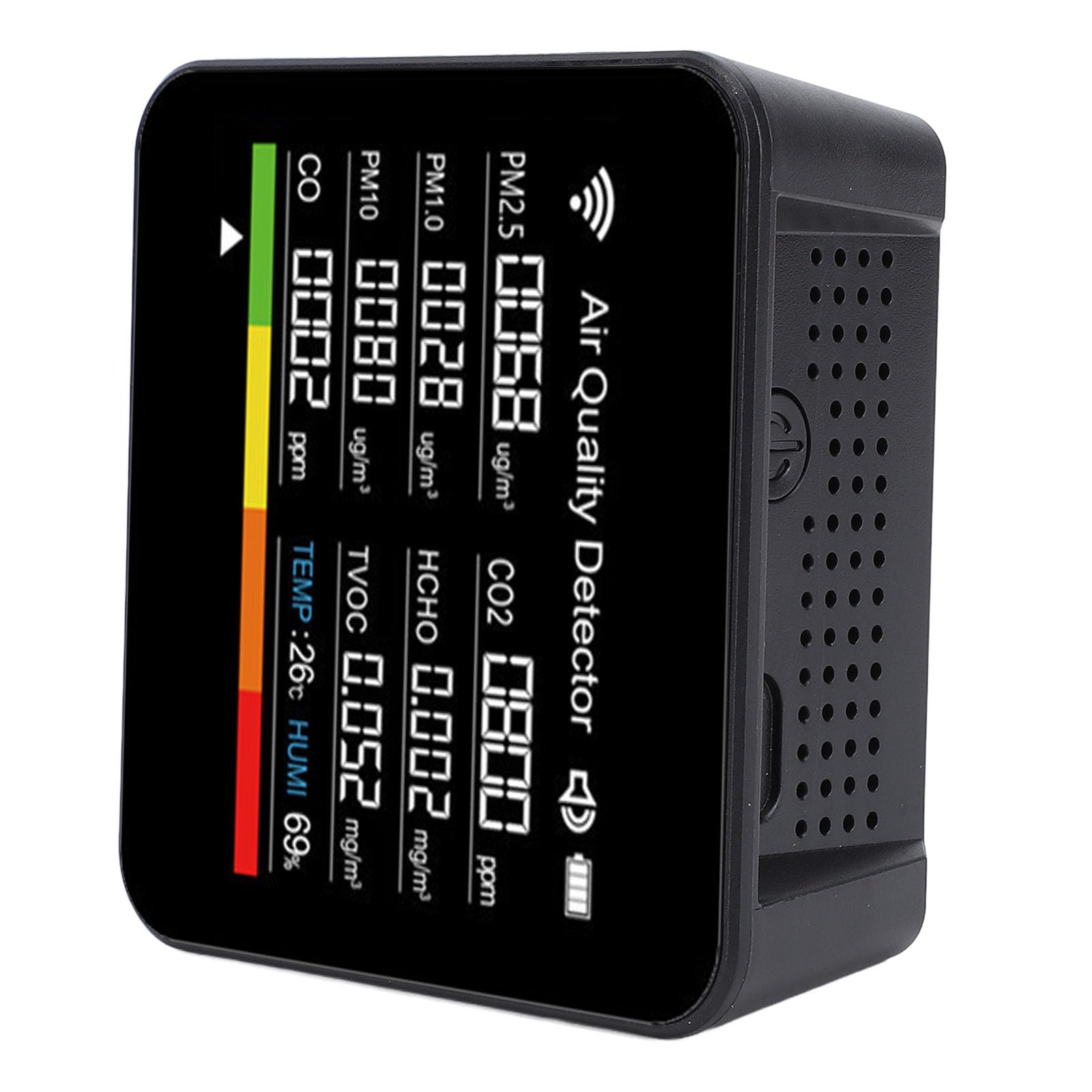 Generic Rilevatore di qualità Dell'aria Intelligente WiFi Portatile per APP, Misuratore di umidità della Temperatura HCHO PM2.5 VOC 14 in 1 per Viaggi in Ufficio a Casa