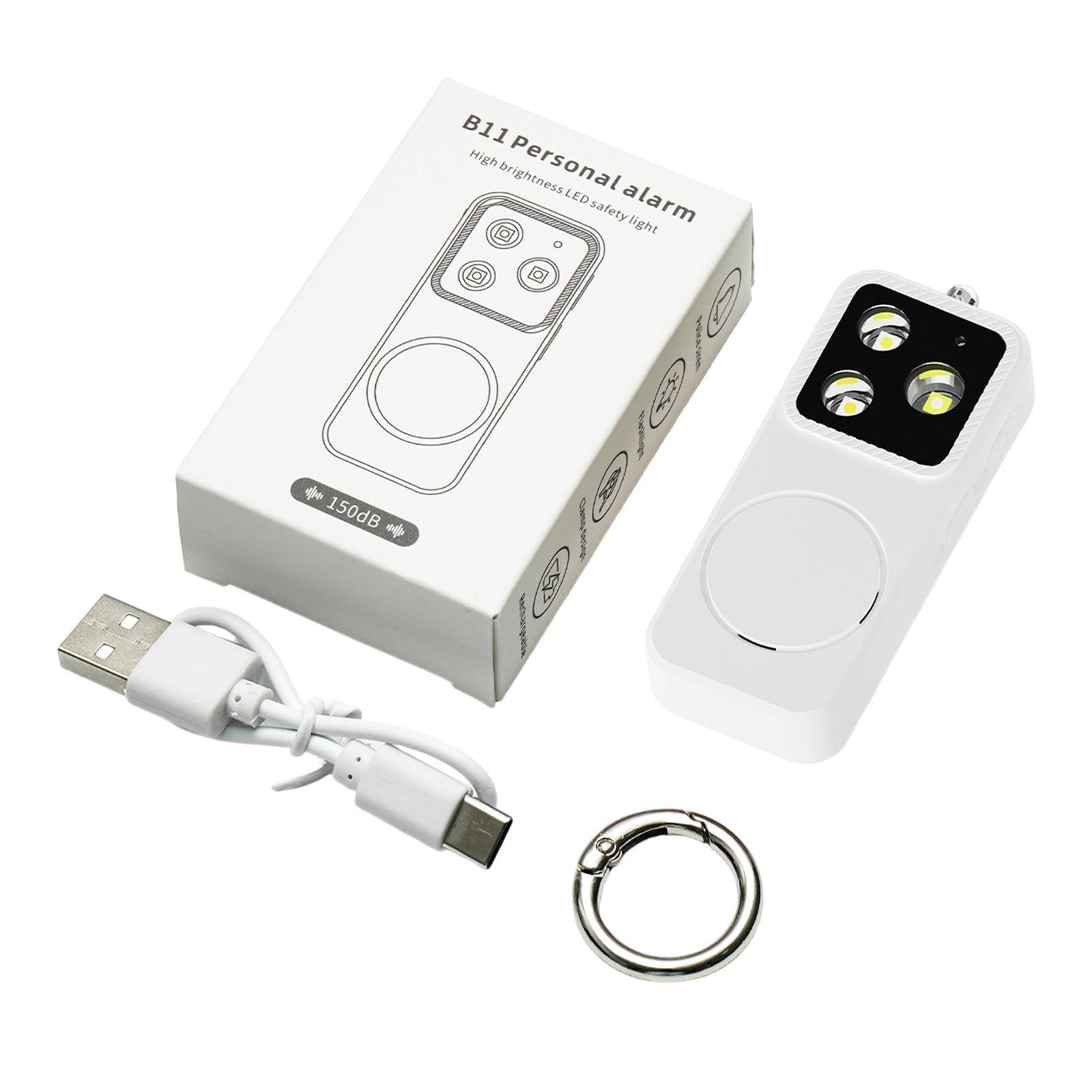 Alarma Personal,150db de Seguridad Recargable,Llavero de Alarma de Autodefensa y Seguridad - para Protección Mochila Cinturón Bolsillo Chicas Ancianos Viaje Diario