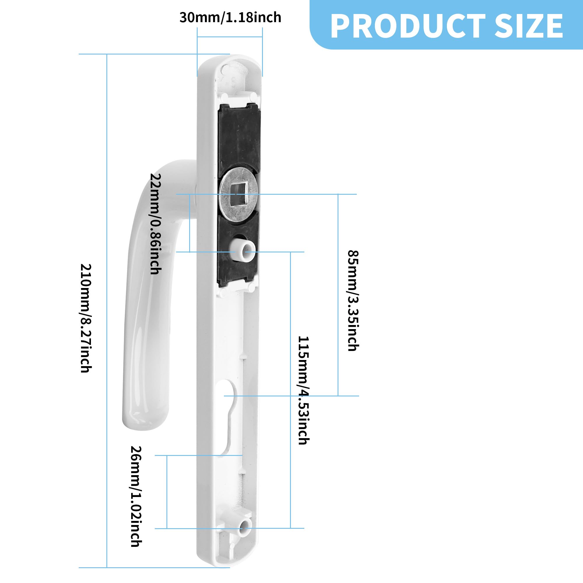 Aramanara UPVC Door Handles Set, Lever 85 mm PZ (Centres), 115 mm Screw to Screw - Image 2
