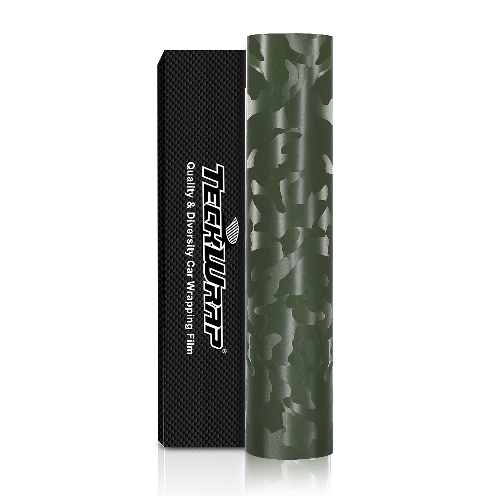 TECKWRAP Camouflage Vinyl Adhesive Vinyl Car Wrap Film Roll with Air Release 11.5"x 60", Army Green