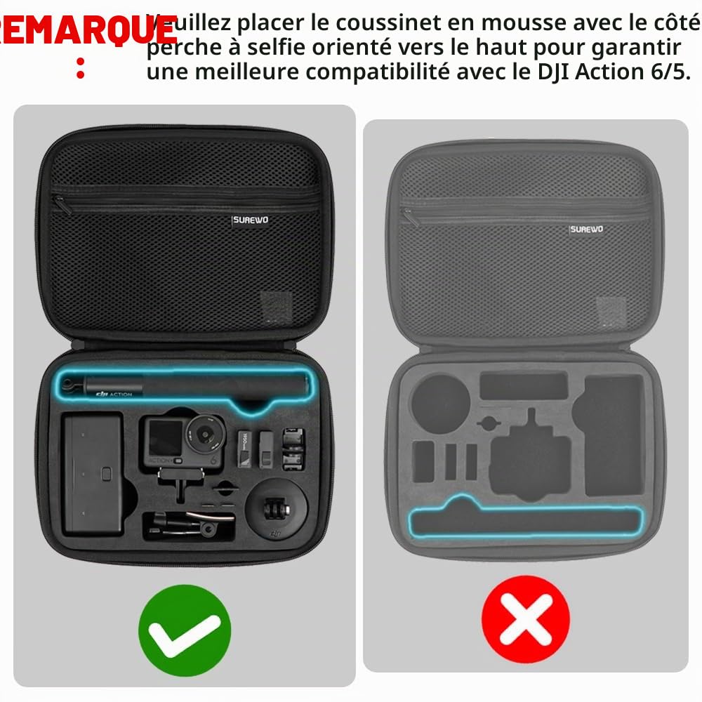 Mallette de Transport DJI Action 4 étanche en Surface, Sac de Voyage Portable Compatible avec Les Accessoires DJI Osmo Action 5 Pro/4/3 Combo Aventure