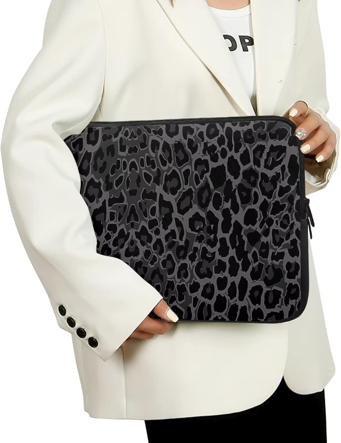 17 Inch Black Leopard Laptop Sleeve, Laptop Cover Lightweight Computer Bag Tablet Carrying Case Notebook Sleeves Neoprene Briefcase for Travel/Business/School, Gifts for Men Women - Image 3