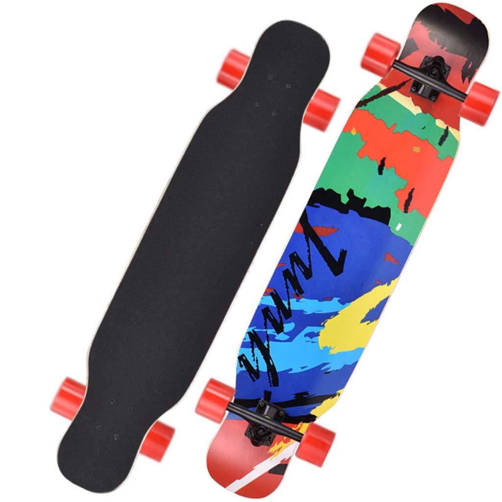 YEENUO 43x9 pouces Longboard Skateboard Cruiser Drop Through Maple Complete Longboards Skateboard Dancing, Cruising, Curving, Freeride Slide, Freestyle et Downhill Freestyle Cruiser pour adolescents