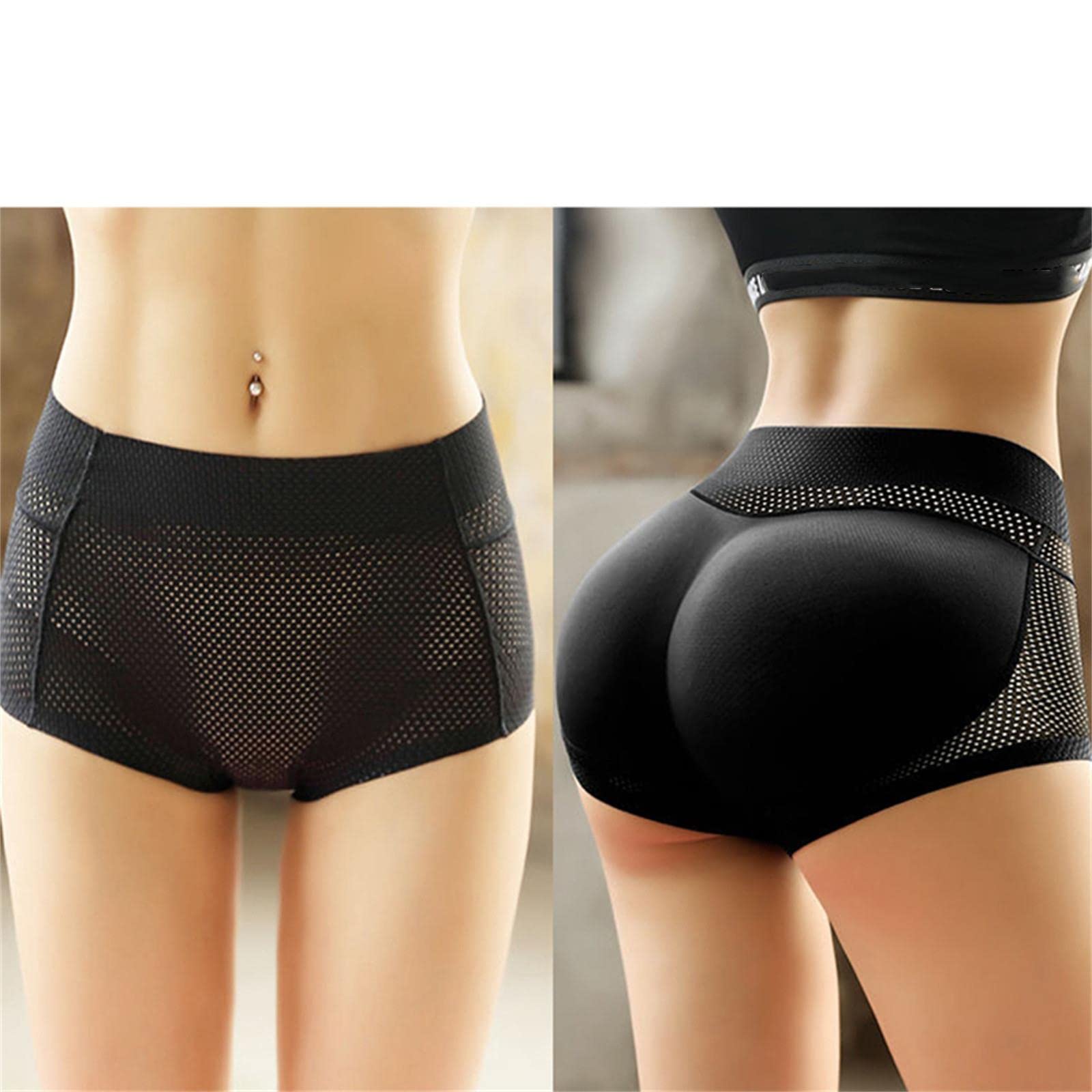 Guaina Modellante Donna Donne Imbottite Mutandine Push Up Bact Shaper Shaper Cuscinetti Invisibili di Controllo Invisibili Mutandine-885 Black Mid Waist,M