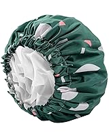 Vista 9 de YIZIJIZI - Gorro de ducha, gorras de baño para mujer reutilizables impermeables, gorras de ducha de dos capas grandes reutilizables adecuadas