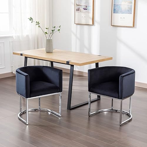 Miniatura 4 de Juego de 1 sillas de comedor modernas tapizadas de barril con brazos, sillas de cocina y comedor de terciopelo, sillas de cubo de 18.5 pulgadas de