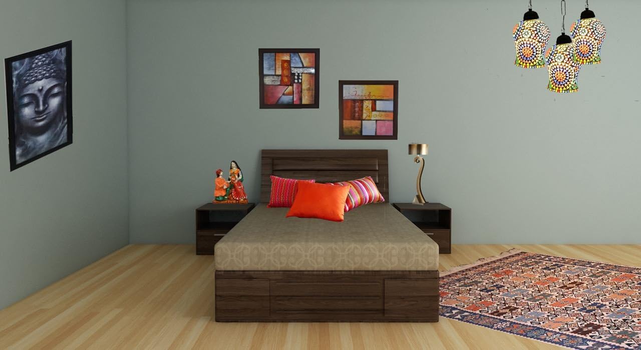 Malino Teak Wood Queen Size Bed with Box Storage | Double Cot Bed Upholstered Headboard | Durable & Stylish Storage Bed Without Mattress | Comfortable Padded Headboard for Relaxing-image-28