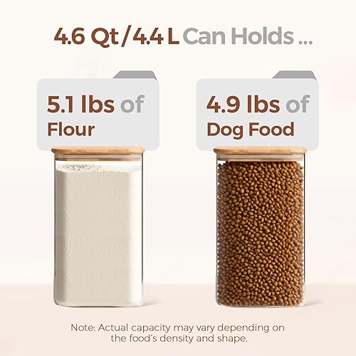 Miniatura 3 de ComSaf Contenedores de almacenamiento de harina de boca ancha de 1.2 galones, 2 unidades, recipientes de almacenamiento de vidrio de 4.6 cuartos de