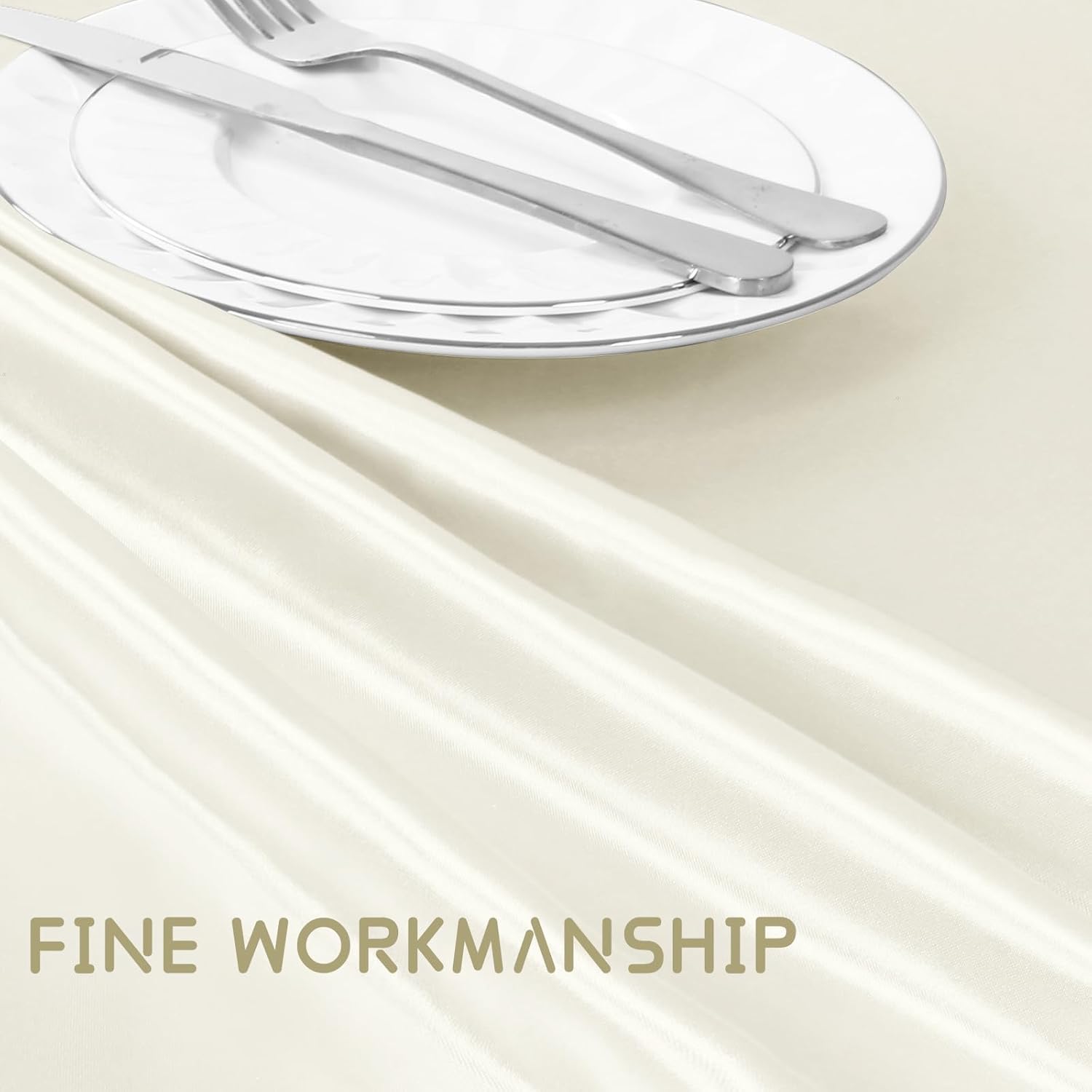 1 Pack 60 Inch Round Satin Tablecloth Ivory Satin Table Cover, Overlay Silky Tablecloth Dining Table Cloths for Wedding, Party, Banquet, Events, Reception, Dinner - Image 6