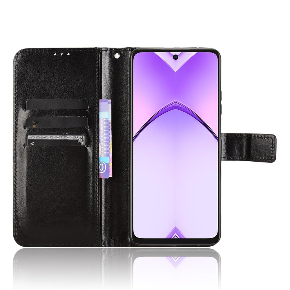 zZjoOoj Cover per OPPO A40 / Oppo A40M / OPPO A60 5G, Custodia Libro in PU Pelle Portafoglio, Case Antiurto Soft con Porta Carte e Chiusura Magnetica, Funzione Stand (Nero)