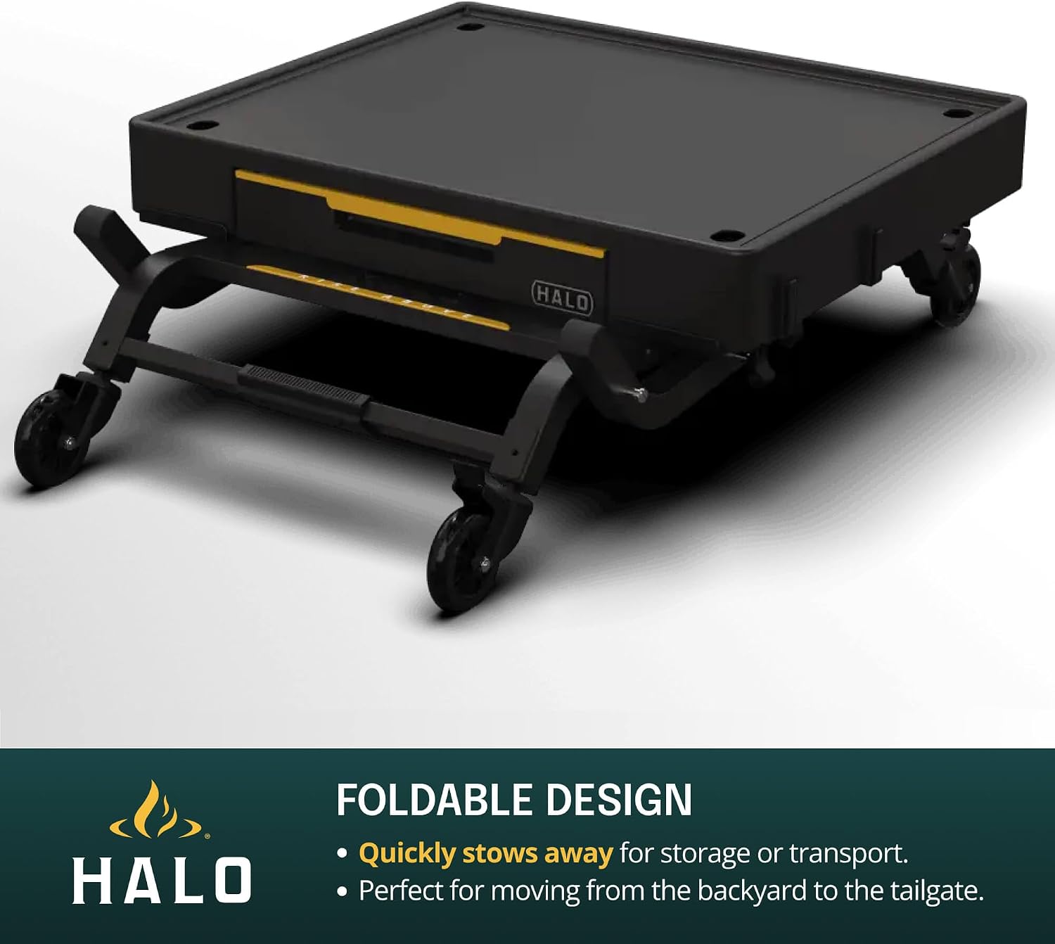 HALO Outdoor Countertop Cart | Prep Station or Griddle/Oven Cooking Surface | Collapsible, Portable, Tool Hooks and Propane Storage | HO-1006-XNA