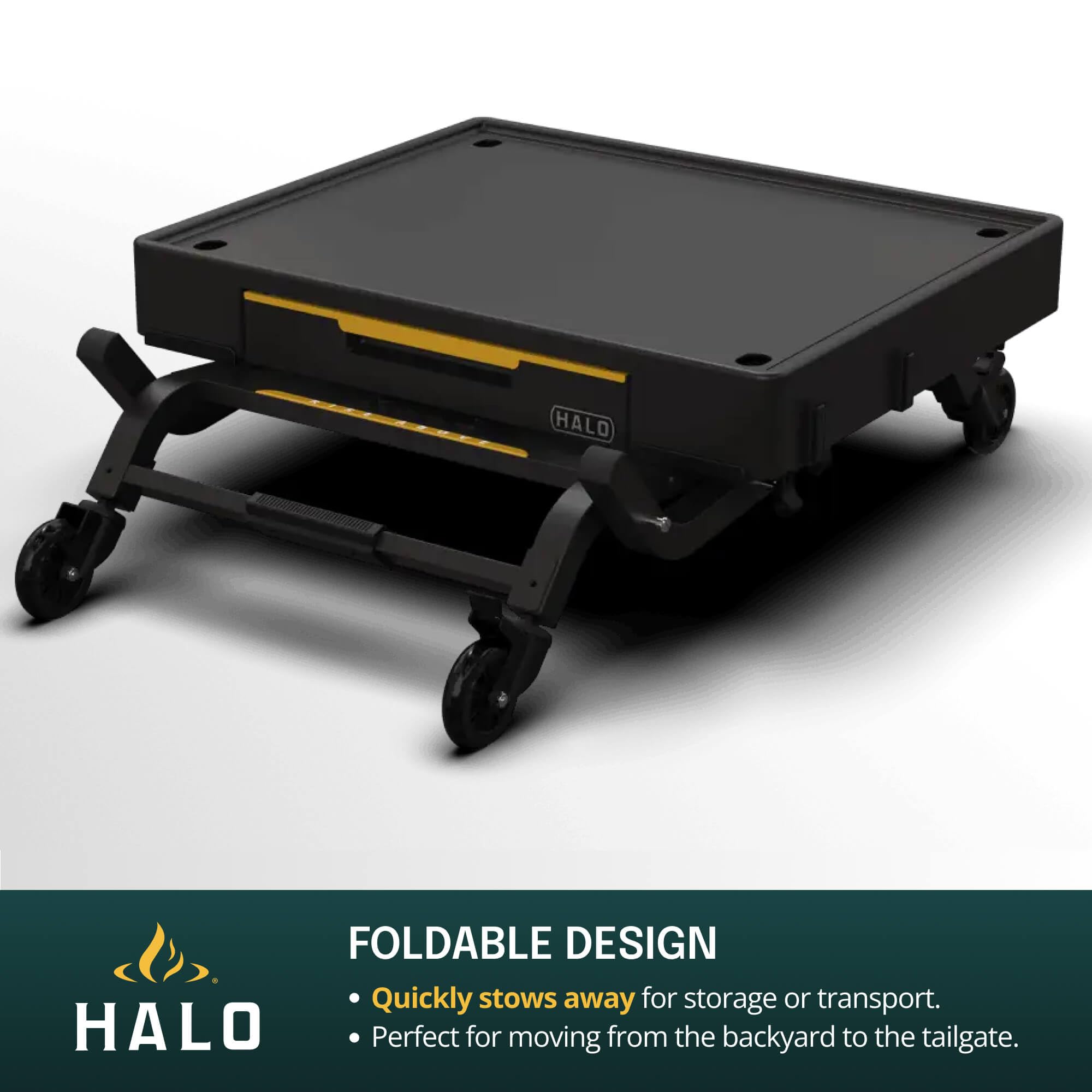 Chariot De Barbecue HALO Portable - Tiroir Rabattable, Pliable, Rangement Bouteille Gaz, Pour Terrasse