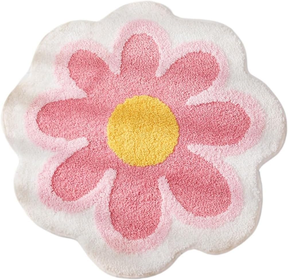 Alfombra infantil para niña, suave, en forma de flor, mullida, bonita alfombrilla de baño, alfombrilla redonda con flores, lavable (color 10, 120 cm)