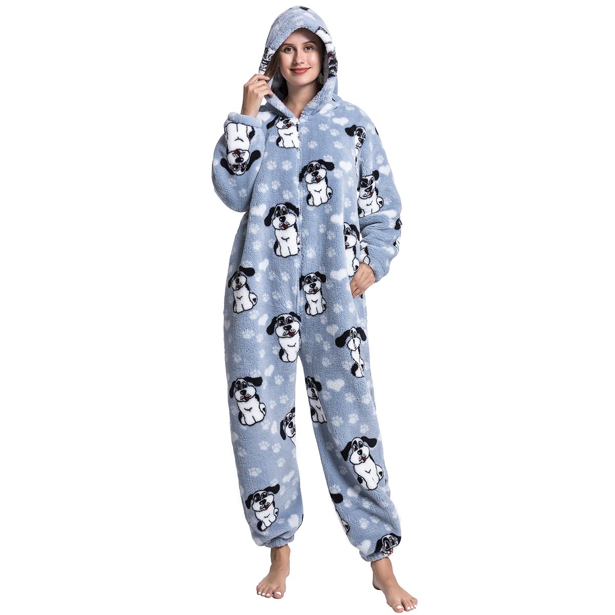 AIFLM Oversized Wearable Blanket Hoodie for Women Men Cute and Funny Patterns Hoodie Sweatshirt Blanket Cozy Warm Hoodie Blanket（pug,Zipper