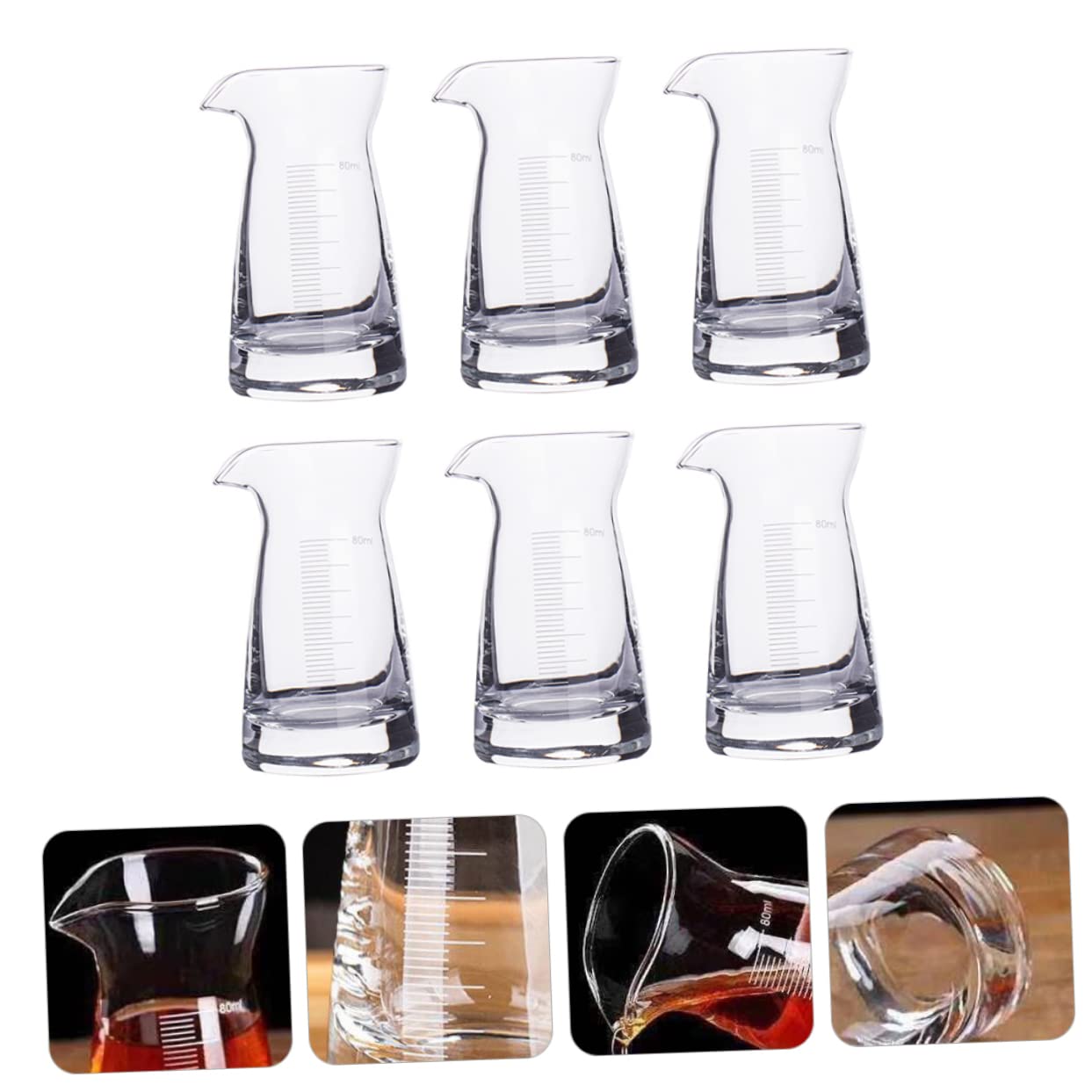 LABRIMP 6pezzi Bicchieri Graduati da Misuratori Liquidi con Scala Chiara per Bar e Cucina Accessori per Cocktail e Bevande