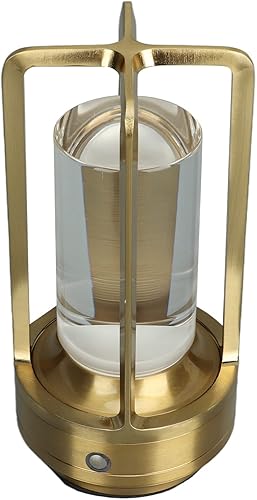 Haofy Lámpara de mesa inalámbrica, recargable de 2000 Mah Touch de cristal de aluminio para sala de estar (dorado)