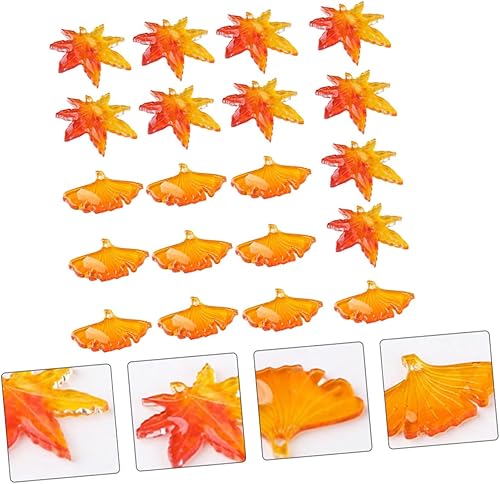 Miniatura 8 de EXCEART 60 piezas de colgante de hoja de arce ginkgo collar de gargantillas de flores, collar de flores, dijes de hojas de arce, cuentas de