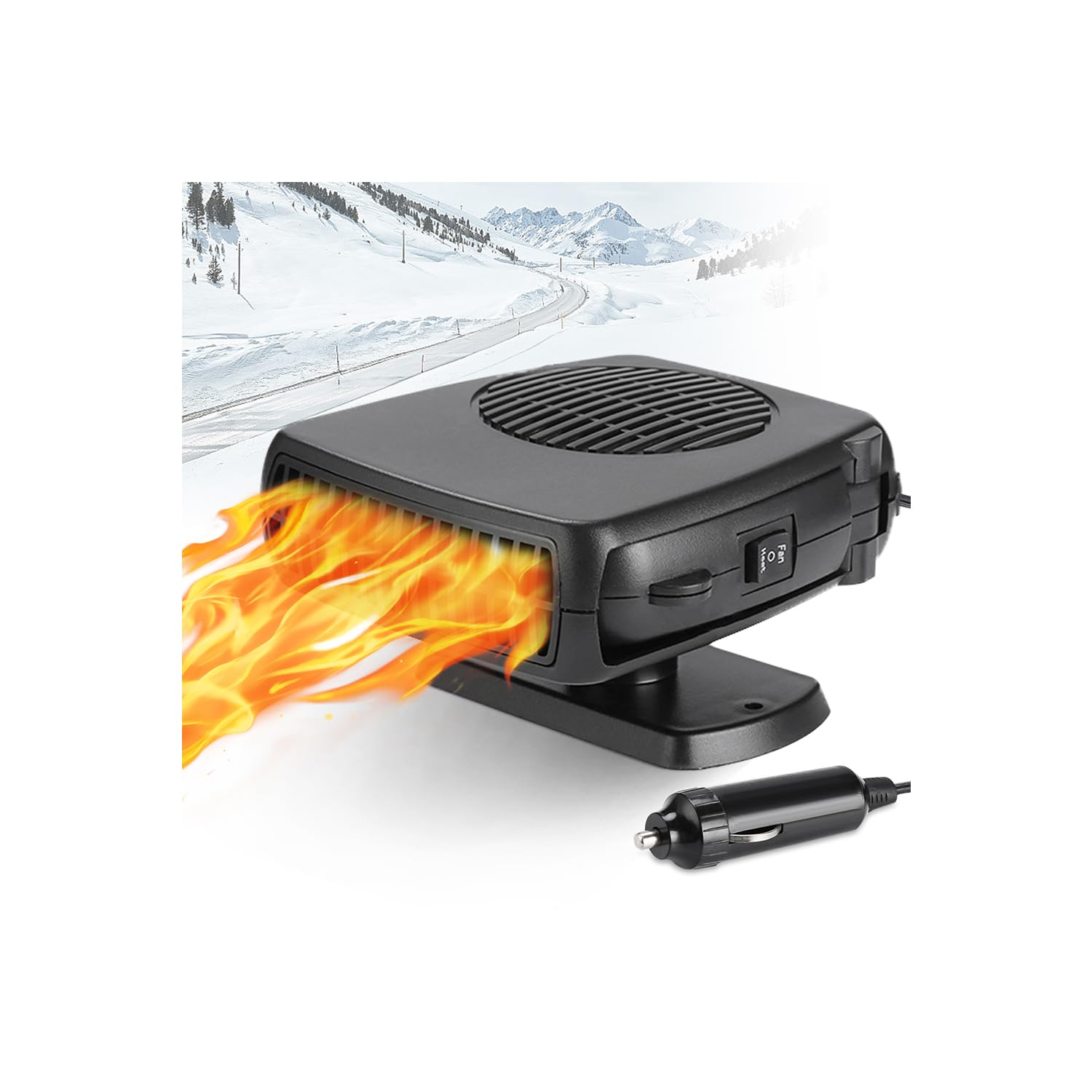 Riscaldatore per auto 150 W – Riscaldatore portatile per auto 12 V, sbrinatore antiappannamento per auto, si collega all'accendisigari, ventilatore riscaldante per parabrezza per autocarri, SUV