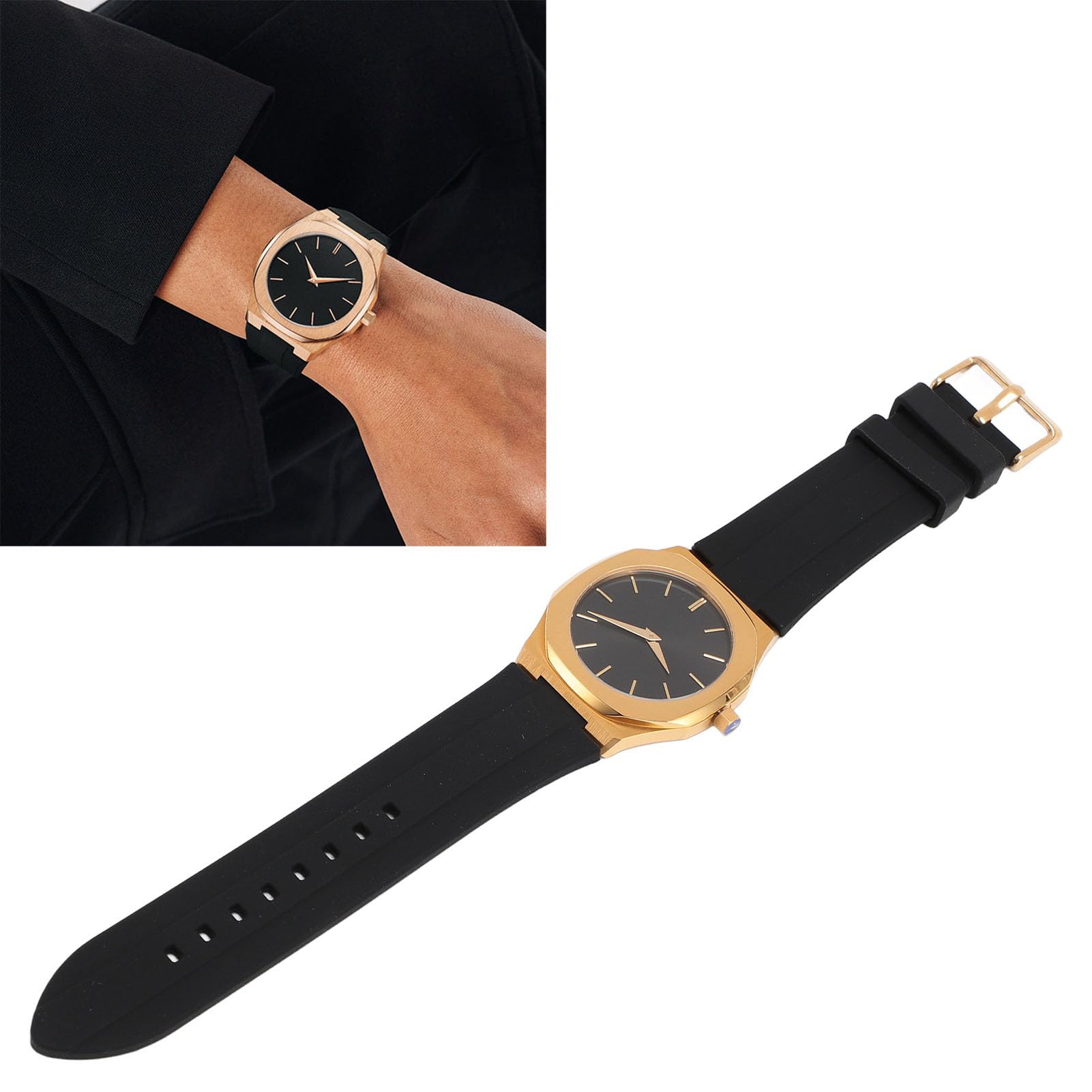 Pwshymi Reloj de Cuarzo, Diseño Delgado Resistente Al Agua de Acero