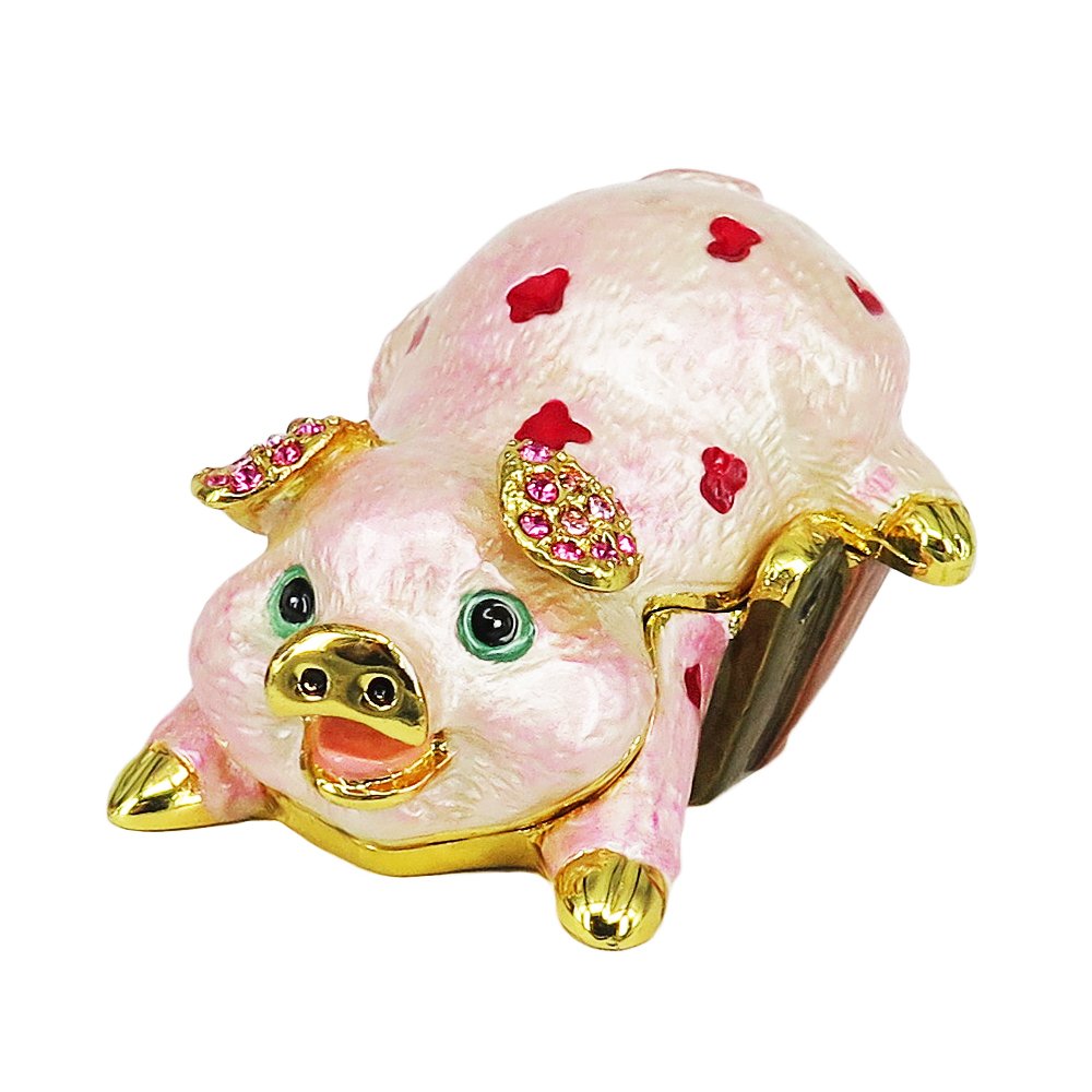 RUCINNI Hand Painted Enamel Pig Trinket Box (RB1521)