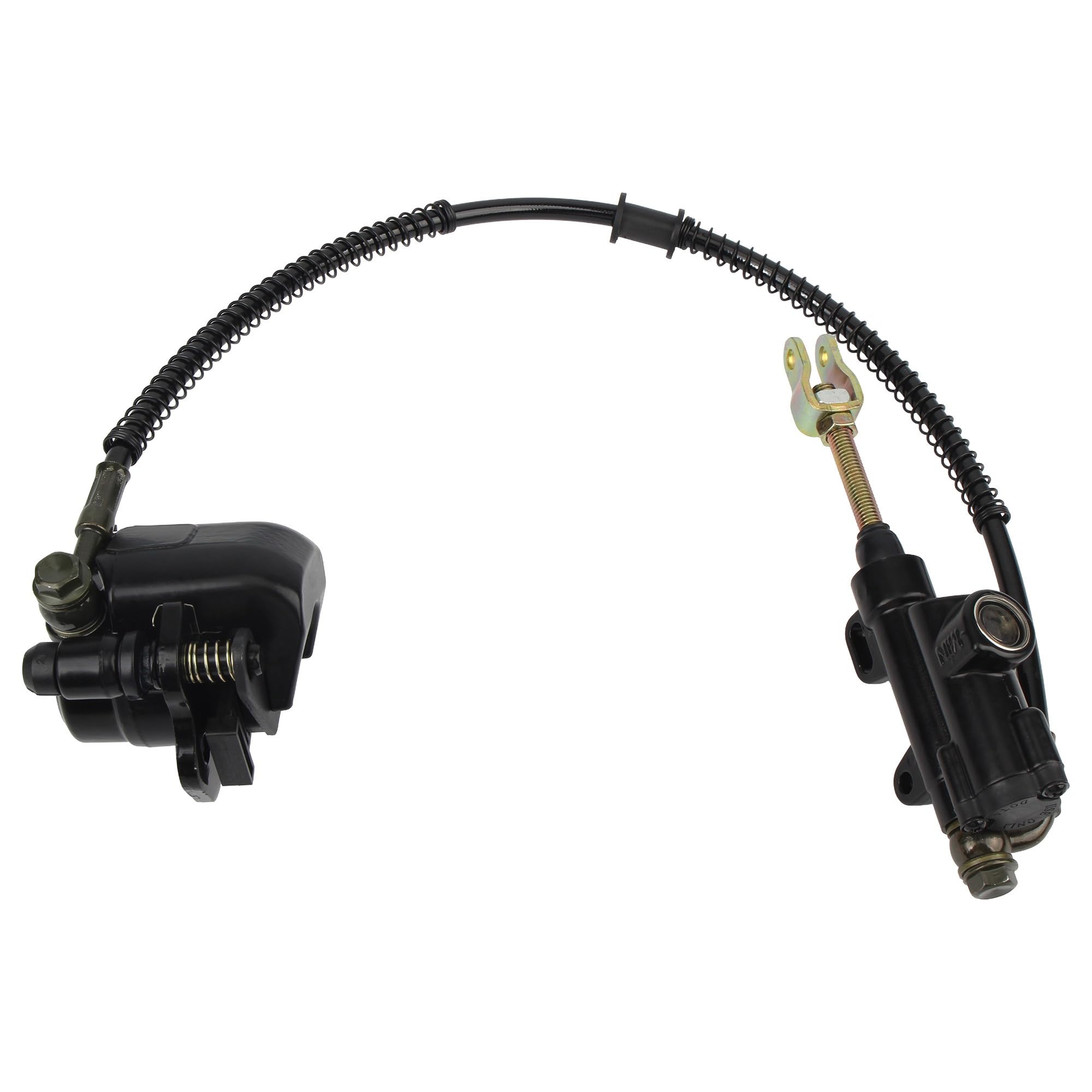 Haysxvr Black Motorcycle Rear Hydraulic Foot Brake Assembly Caliper Master Cylinder Fit For Buggy Karting Quad Forward Brake Pump(Black)