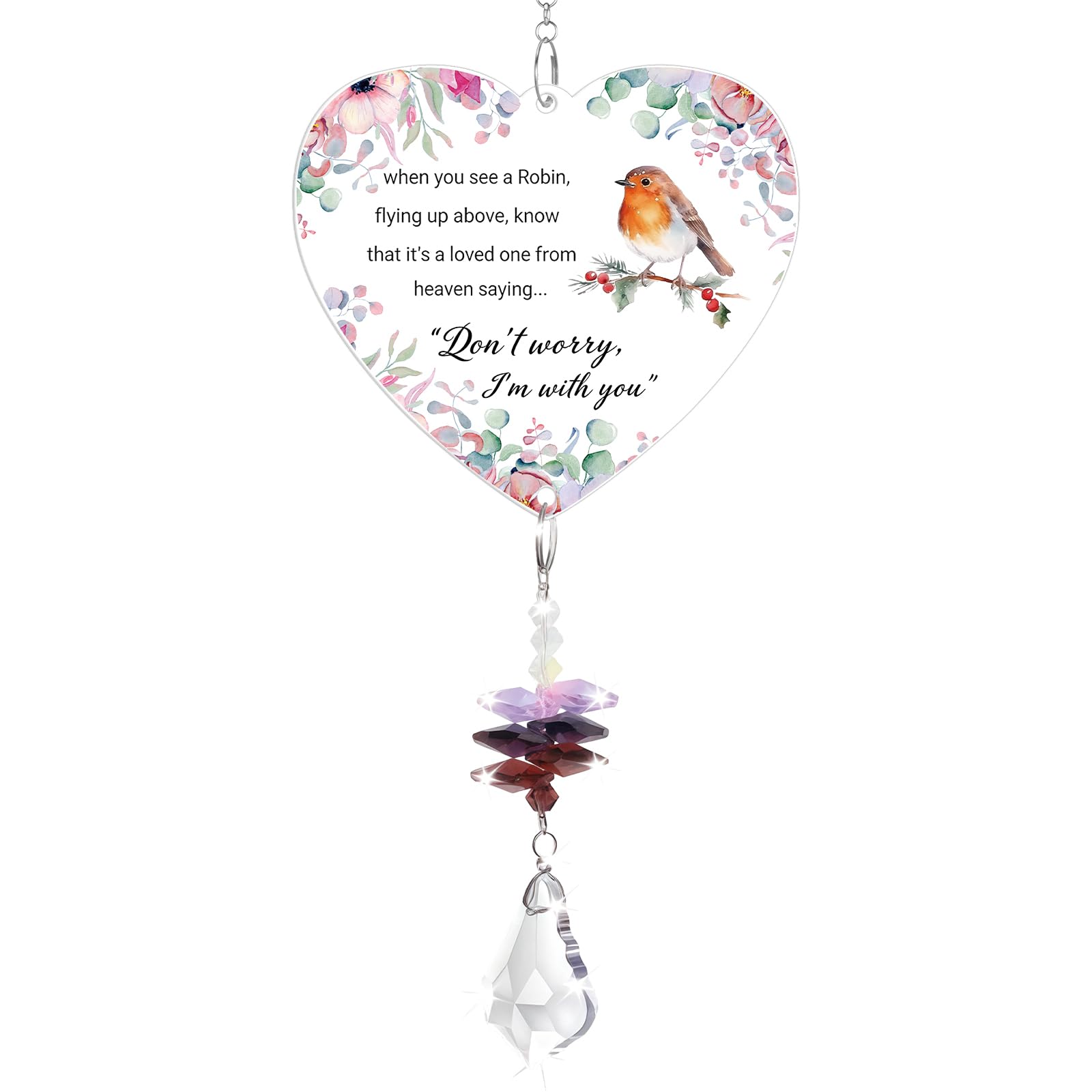 Robin Gifts For Women, Crystal Suncatcher, Memorial Gift, Robin Ornaments, Remembrance Gifts, Robins Appear When Loved Ones Are Near, With Poem Grave Decorations In Memoriam โ image 1
