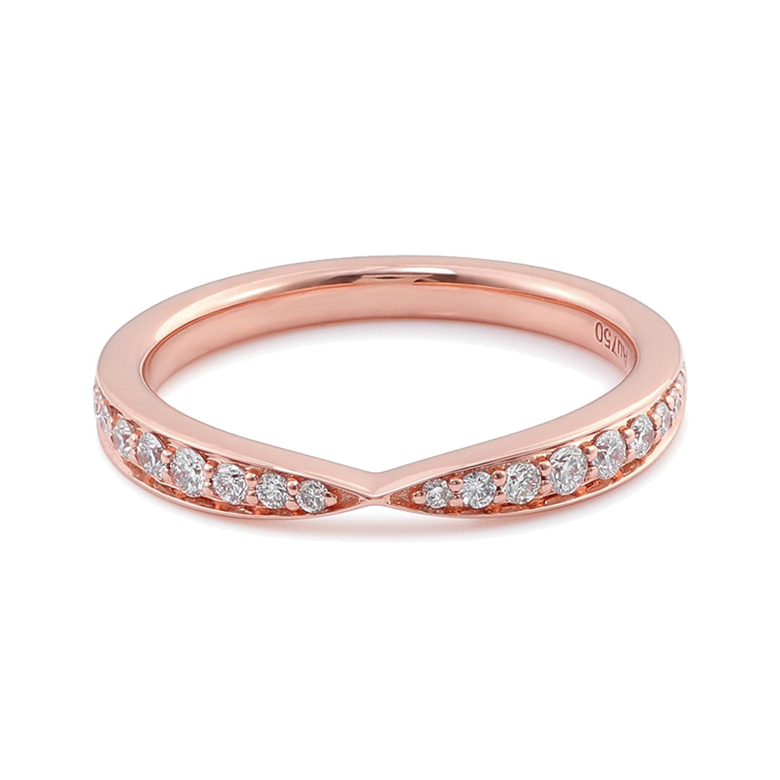 Fede Nuziale, Anelli Donna Matrimonio Oro Rosa 14K Mezza Eternità con Moissanite Rotondo Anello di Fidanzamento Donna Oro Rosa per Promessa